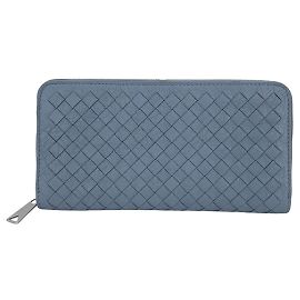 Bottega Veneta Portafoglio lungo con zip in pelle Intrecciato azzurro