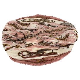 Hermès Hermes Vintage Pink Pleated Silk Traineaux et Glissades Plisse Scarf