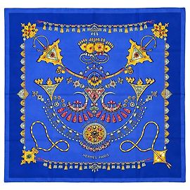 Hermès Blue Carré 90 Parures des Sables Seidentuch desert