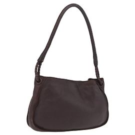 Bottega Veneta Hand Bag Leather Dark Brown Gold