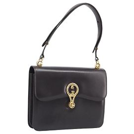 GUCCI Shoulder Bag Leather Brown Gold