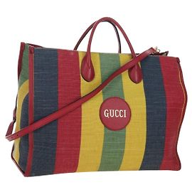 GUCCI Baiadera Hand Bag Canvas 2way Multicolor Gold Tone 630358