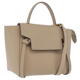 Céline CELINE Belt Bag Bolsa de mão em couro 2way Bege Tom Dourado