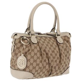 GUCCI GG Canvas Hand Bag Beige Gold 247902