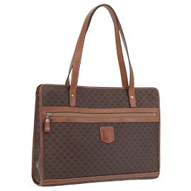 Céline CELINE Macadam Canvas Tote Bag PVC Leder Braun Gold