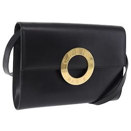 Céline CELINE Circle Schultertasche aus Leder Schwarz Gold