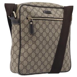 GUCCI GG Supreme Shoulder Bag PVC Beige Gold 201448