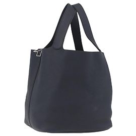 Hermès HERMES Bolso de mano Picotan Lock MM Taurillon Clemence Navy Silver