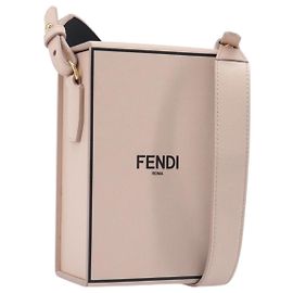 FENDI Box Shoulder Bag Leather Pink Gold Tone 8BT339