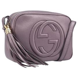 GUCCI Soho Shoulder Bag Leather Pink Gold Tone 308364