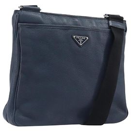 PRADA Schultertasche Vittero Dino Leather Navy Silver