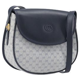 GUCCI Micro GG Supreme Shoulder Bag PVC Navy Gold 007 58 0074