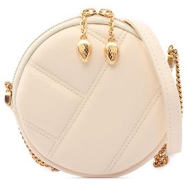 Bulgari Bvlgari Serpenti Cabochon Round Crossbody in pelle bianca