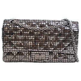 Chanel Silver Quilted Mirror Calfskin Reissue 2.55 Double Flap 225