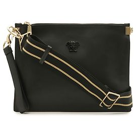 Versace Medusa Schultertasche aus schwarzem Leder