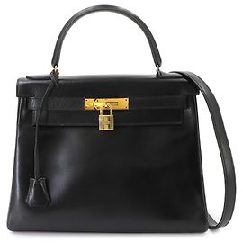 Hermès Bolsa Hermes Kelly 28 em couro Box Calf preto