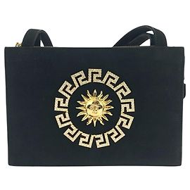 Versace Sunburst Schultertasche aus Wildleder