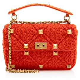 Valentino Garavani Bolsa de ombro média Valentino Cashmere Knit Roman Stud