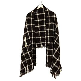 Autre Marque Bufanda de cuadros con flecos Yohji Yamamoto