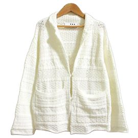Autre Marque three dots gestreifte Spitzen-Häkeljacke
