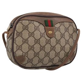 GUCCI GG Supreme Web Sherry Line Bag PVC Beige Gold 89 02 066