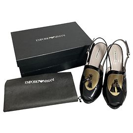 Décolleté open toe con nappe in pelle verniciata Emporio Armani