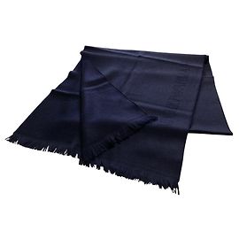 Emporio Armani Logo Intarsia Schal mit Fransen
