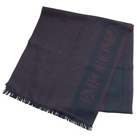 Sciarpa con logo intarsia e frange Emporio Armani