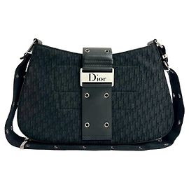 Borsa a tracolla in pelle e tela Trotter Christian Dior