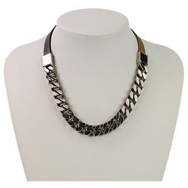 Collana in pelle con catena Jil Sander