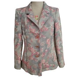 Christian Lacroix giacca floreale grigia e rosa in viscosa e poliestere