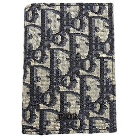 Tarjetero Dior Bifold Jacquard Oblique Beige y Negro