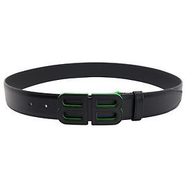 Balenciaga BB Hourglass Large Belt Matte Black Neon Green