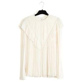Chloé Plissierte Seidencrepe-Bluse in Ecru