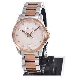 Gucci G-Timeless Quartz Stainless Steel with Diamond Markers and Mother of Pearl 27