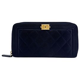 Chanel Boy Zip Around Quilted Caviar Long