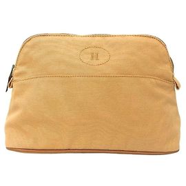 Hermès Bolso Hermes Bolide Pouch MM/25 en lona de algodón beige