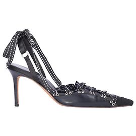 Décolleté slingback con lacci Gazette in pelle nera John Galliano