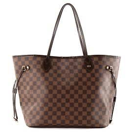 LOUIS VUITTON - Borsa tote Louis Vuitton Neverfull MM in toile enduite damier ébène
