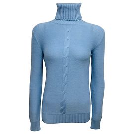 Loro Piana Baby-Cashmere-Rollkragenpullover mit Zopfstrick, Periwinkle Blue
