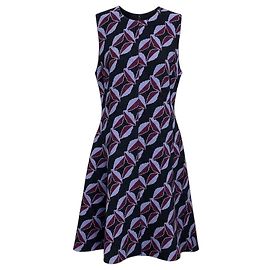 Vestido midi acampanado sin mangas de gasa de lana estampada Negro / Púrpura / Burdeos Marni
