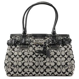 Coach Borsa Tote Hamptons F13068 in tela Signature Grey Black