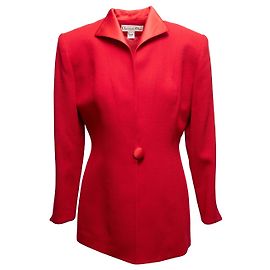 Giacca da sera rossa Christian Dior con finiture in raso Taglia US 6