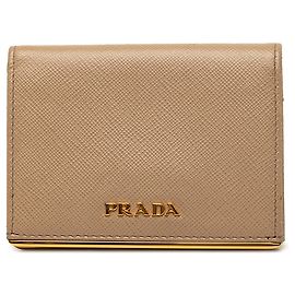 Porta-cartões Prada Saffiano Bege