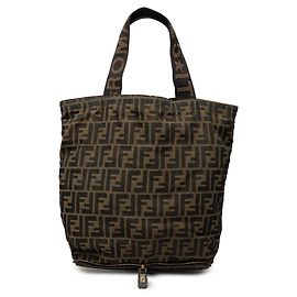 Fendi Zucca faltbarer Tote aus Canvas und Nylon in Braun