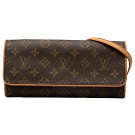 Louis Vuitton Monogram Pochette Twin GM Crossbody Bag Braun