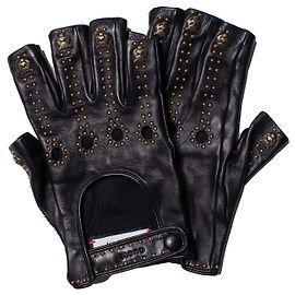 Gucci, Fingerlose Leder-Biker-Handschuhe