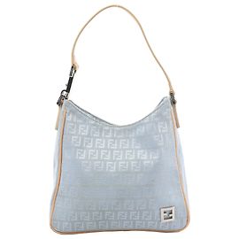 Borsa a tracolla Fendi Zucchino Canvas & Leather in blu 8BR068