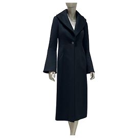Abrigo largo de cachemira negro CHANEL 09 Talla 36 de segunda mano