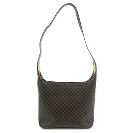 Céline Sac à épaule CELINE Macadam PVC Sac crossbody Marron Noir